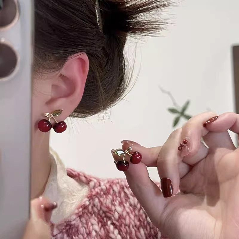 红色樱桃百搭耳饰适合冬天的耳环2026新款爆款高级感耳钉女轻奢,饰品/流行首饰/时尚饰品新,耳环,淘宝优惠券,粉丝福利购,淘宝优惠卷