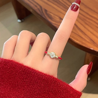 小众设计轻奢高级感金色四叶草开口戒指女2025新款爆款食指尾戒