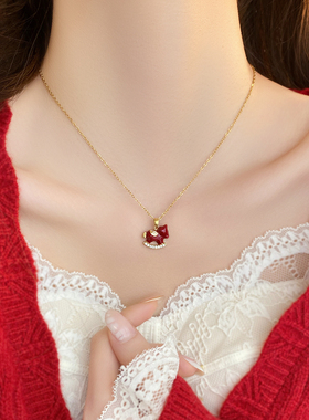 新年马年红色小马项链女时尚百搭