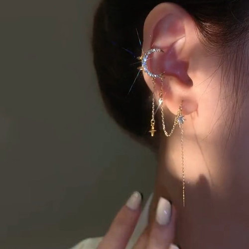 星月耳骨夹耳环2025年新款潮