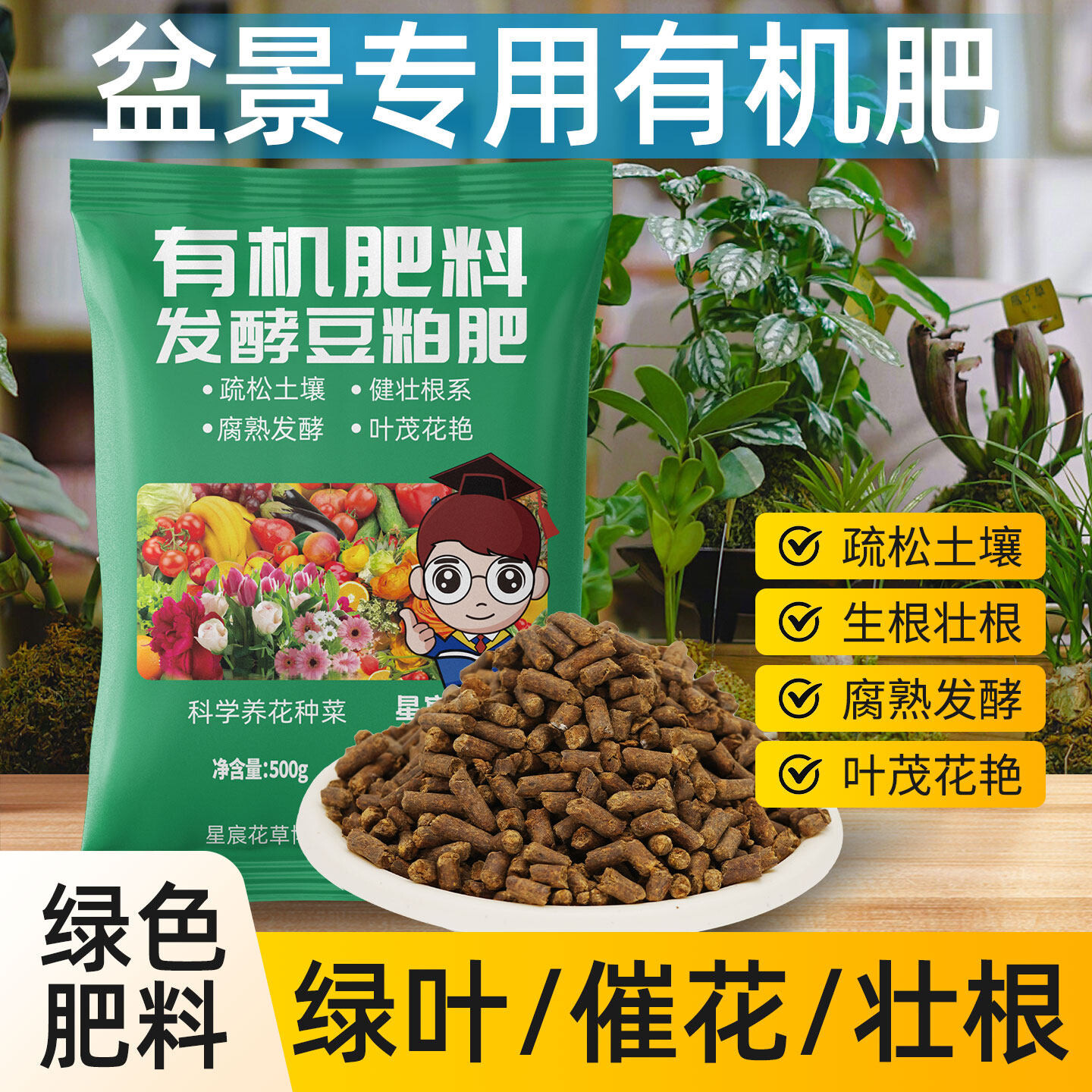 盆景专用有机豆粕肥腐熟发酵大豆肥家用阳台盆栽种植通用颗粒肥料