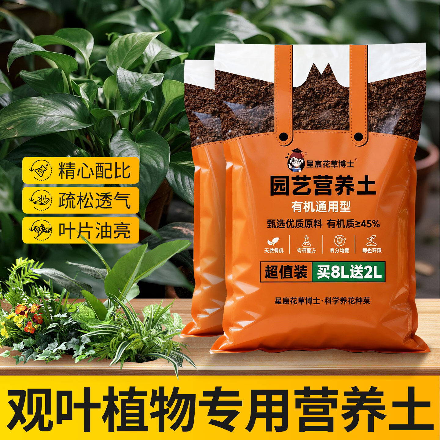 绿植观叶型植物专用营养土室内盆栽种植土壤发财树幸福树绿萝通用