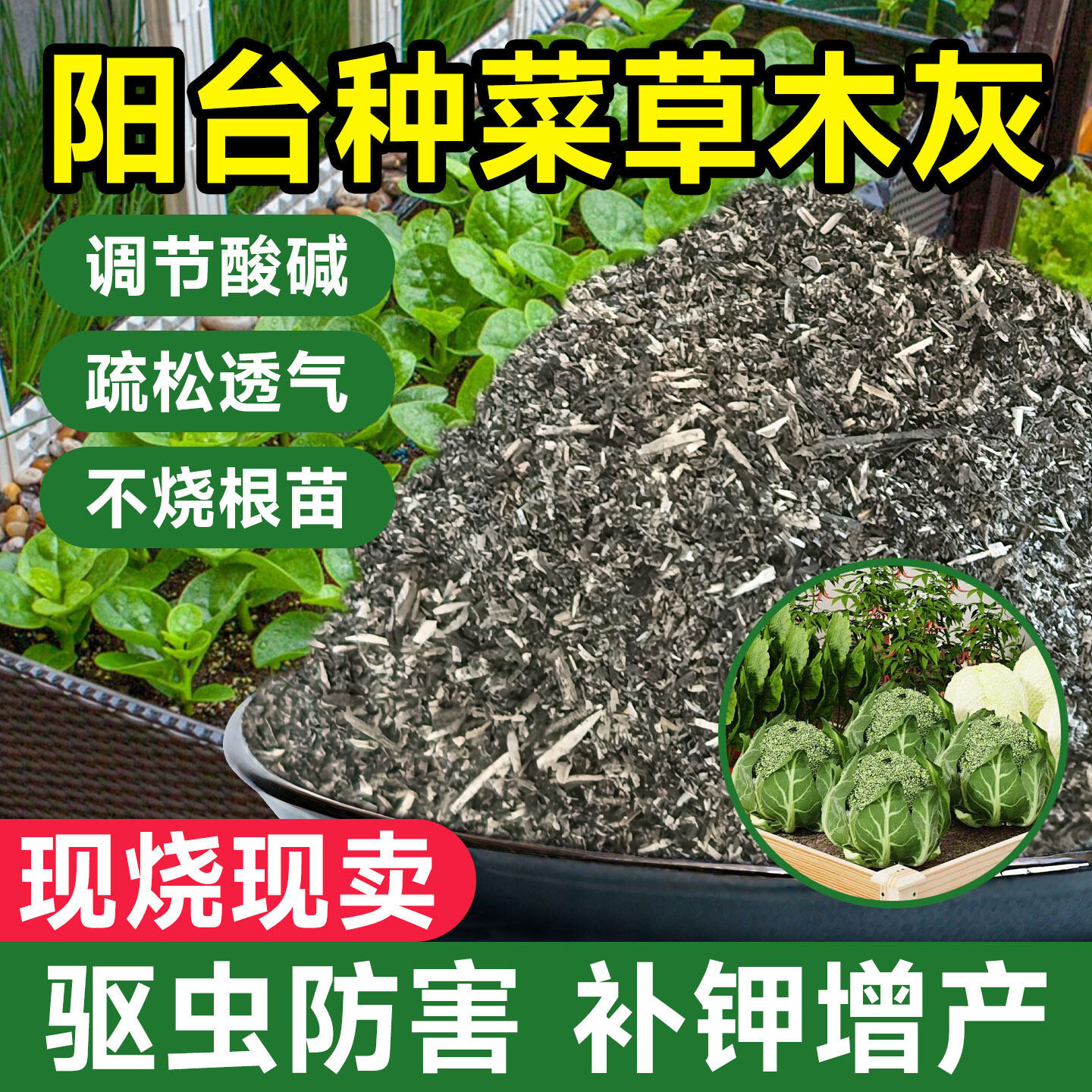 阳台种菜优质纯正草木灰肥料稻草灰农家肥种菜专用稻壳炭腐熟除虫