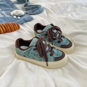 休闲拼色帆布鞋 女2026春季 新款 韩版 高颜值百搭休闲小众设计板鞋 潮