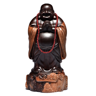 大号恭喜笑佛像红木送礼品黑檀