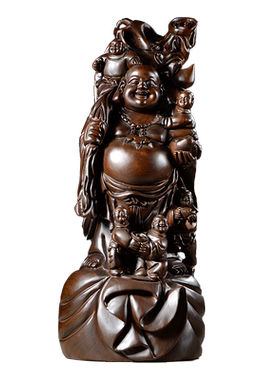 黑檀木雕五子弥勒佛像五子登科