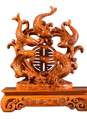 财源广进开业家居客厅红木工艺品