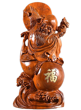 雕刻寿星公红木摆件生日工艺品