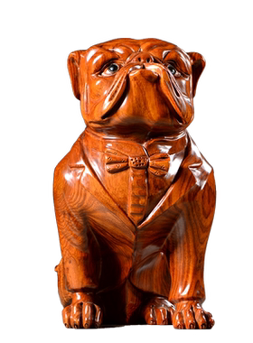 绅士狗生肖红木家居客厅工艺品