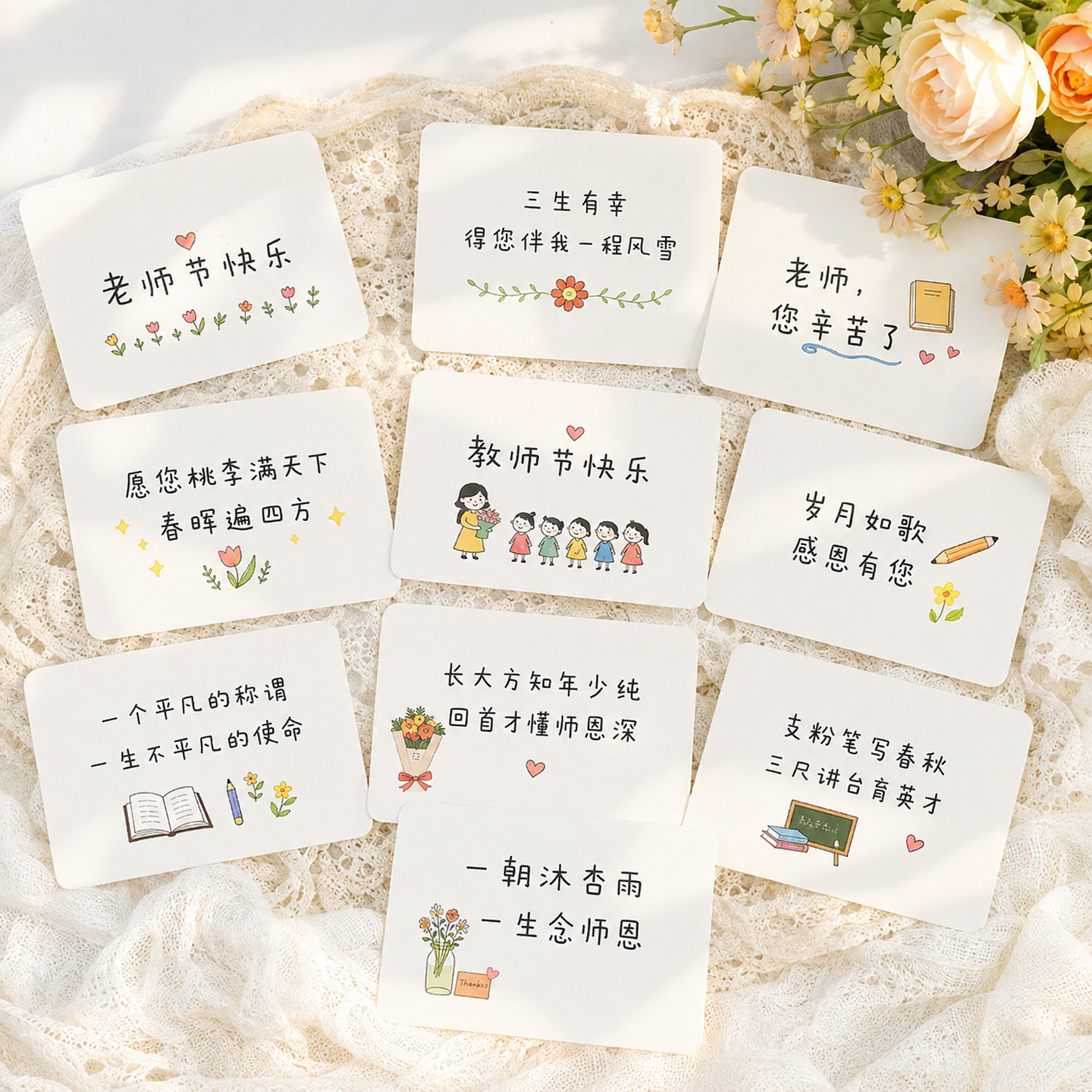 教师节贺卡定制感恩教师花束鲜花装饰送老师祝福手写卡片师恩难忘设计印刷新幼儿园学校学生礼物附卡明信片
