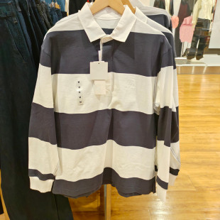 T恤477796 日单男女情侣装 长袖 宽松休闲条纹POLO衫 476226 2025夏季