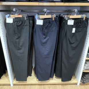 新款 西裤 宽松窄口打褶长裤 高腰休闲阔腿裤 男470601 宽腿裤 日单男装