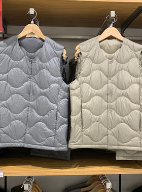 弧形压线羽绒服背心马甲