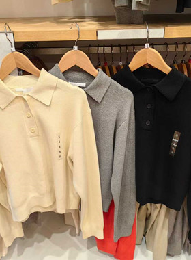 日系女装26新款柔滑棉质POLO领针织衫/毛衣套头毛衫484503/482971