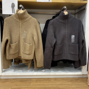 夹克拉链茄克外套471464 柔软绵羊毛混纺针织开衫 日单女装 合作新款