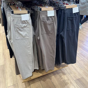 446759 宽松直筒九分裤 试衣间男女情侣款 百搭棉质松紧腰水洗休闲裤