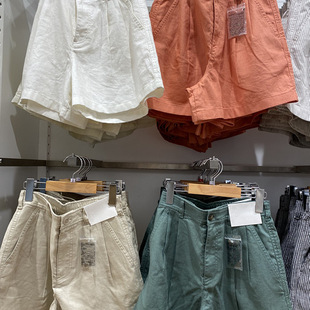 日单女装麻棉宽松短裤休闲显瘦百搭直筒裤裤子2025春夏新款473696