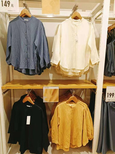 打底衬衫 试衣间出品女装 衬衣麻混纺立领七分袖 新款 433627 2024春装