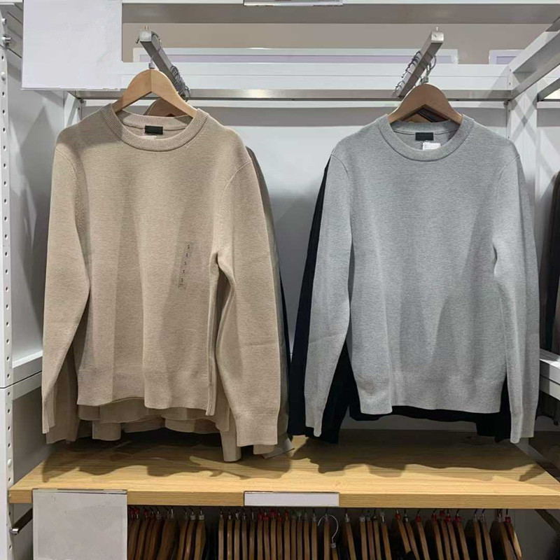 罗纹圆领针织衫/长袖毛衣