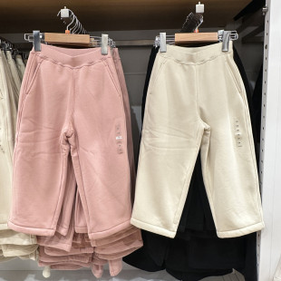 日系童装女童仿羊羔绒休闲宽腿裤阔腿裤加绒裤子25秋冬新款478169