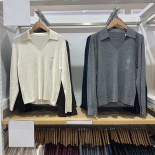 日单女装可机洗罗纹半开领套头针织衫/毛衣外套25秋冬新款R480414