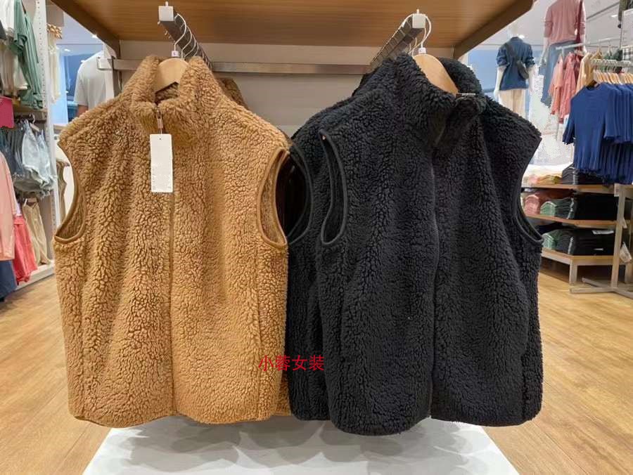 仿羊羔绒摇粒绒背心立领保暖马甲