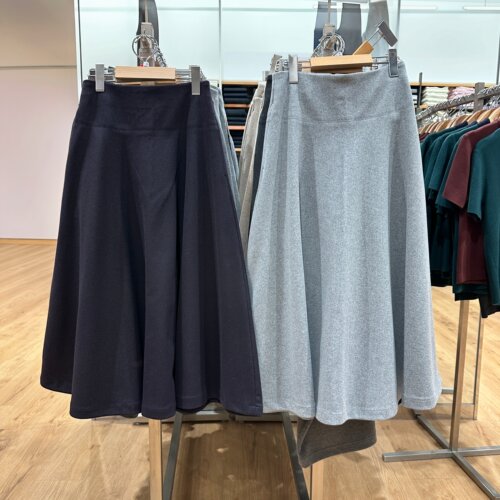 女绒面针织喇叭长裙半身裙
