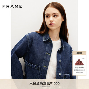 FRAME女士挺阔百搭翻领口袋设计复古牛仔外套 博主同款