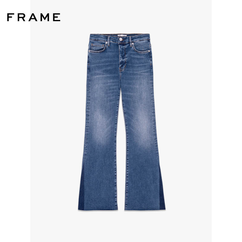 FRAME女士高弹拼接裤脚喇叭牛仔裤Easy Flare