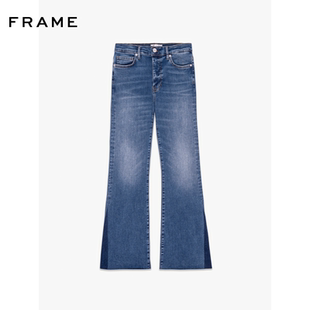 腳喇叭牛仔褲 早秋新款 FRAME女士高彈拼接褲 Flare Easy