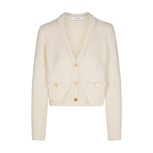 FRAME女士奶白色纽扣短款毛衣外套针织开衫叠穿
