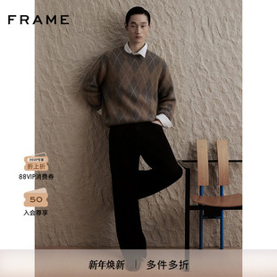 圆领菱格提花复古套头针织衫 FRAME男士 毛衣 2025秋冬新款