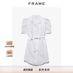 衬衫 女装 式 白色收腰女裙款 连衣裙女式 FRAME短袖