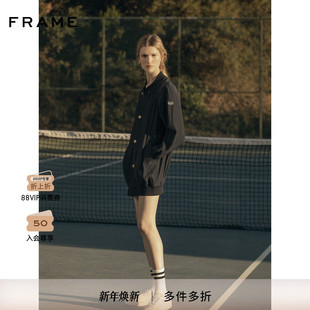 FRAME网球系列女士复古休闲球飞行夹克长外套 新款 2025秋季