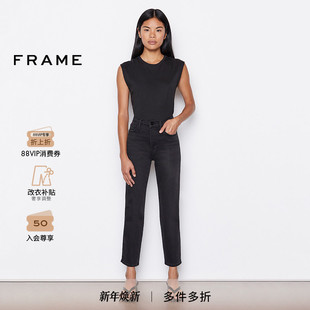 高弹高腰直筒牛仔裤 SYLVIE 小个子 PIXIE KERRY FRAME女士经典