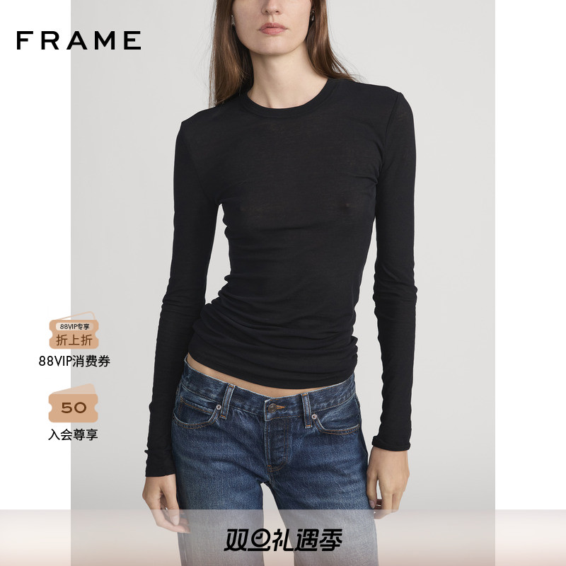 【2025秋冬新款】FRAME女士修身长袖圆领T恤打底内搭