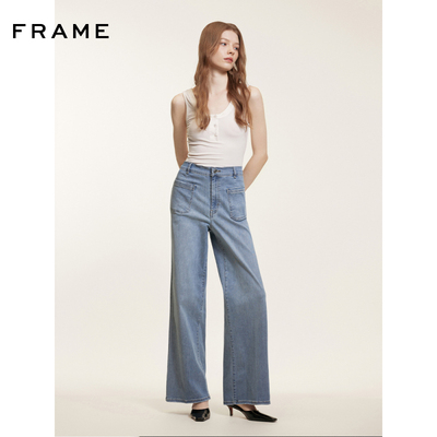 FRAME女士弹力阔腿口袋牛仔裤SLIM PALAZZO