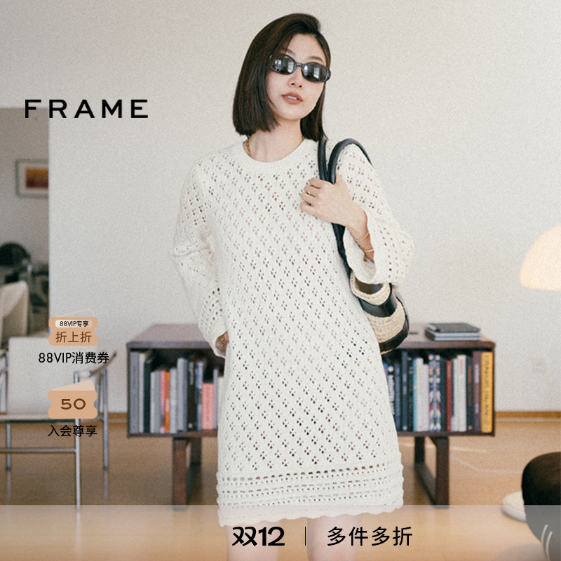 女士针织连衣裙frame圆领