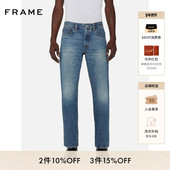 FRAME男士 蓝色水洗宽松直筒牛仔裤