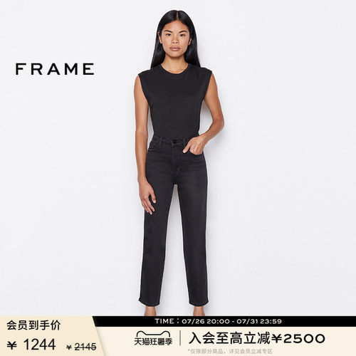 FRAMEDENIM女高腰直筒牛仔裤