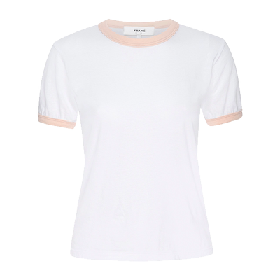 【春夏款】FRAME女士撞色拼色圆领短袖T恤修身短款复古