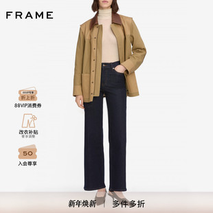 2025秋季 PALAZZO 新款 SLIM CROP FRAME女士高腰九分阔腿牛仔裤