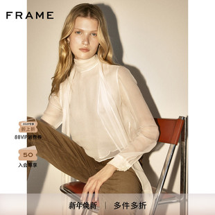 休闲松弛通勤系带飘带长袖 FRAME女士法式 新款 衬衫 2025秋季