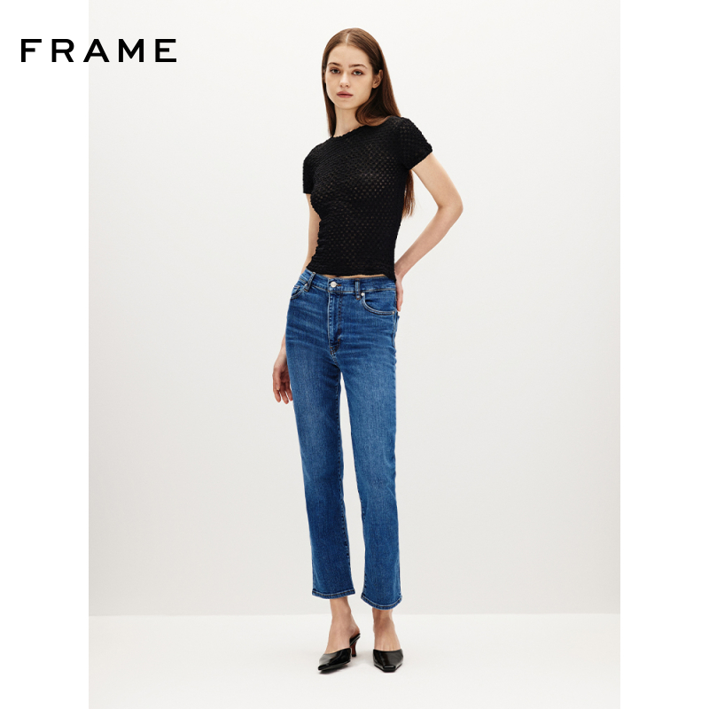 【2025新款】FRAME女士高腰高弹直筒牛仔裤SLEEK STRAIGHT