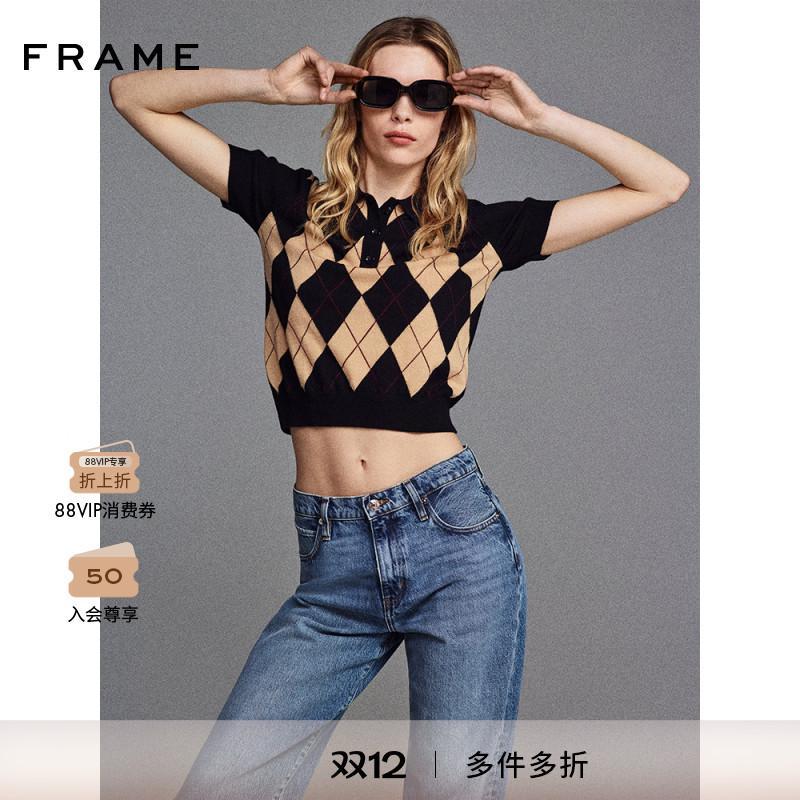 【2025新款】FRAME女士学院风复古百搭翻领短袖POLO衫