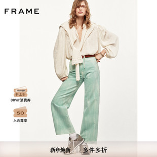 系带宽松法式 FRAME女士长袖 V领提花衬衫