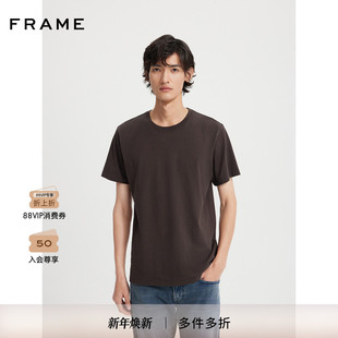 简约 T恤经典 FRAME男士 logo刺绣棉圆领短袖
