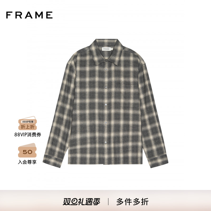 【2025秋冬新款】FRAME男士复古通勤格子长袖休闲衬衫