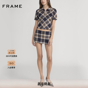 FRAME女士高腰气质a字格纹短裙 2025秋冬新款