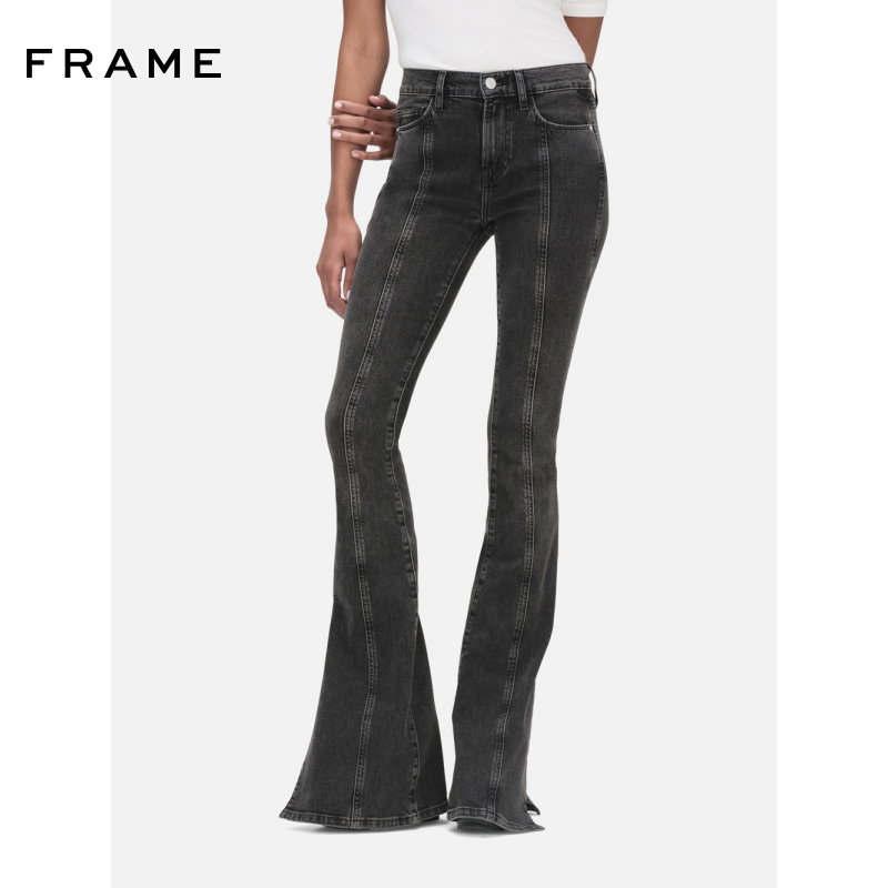 高腰FRAME开叉牛仔裤博主同款